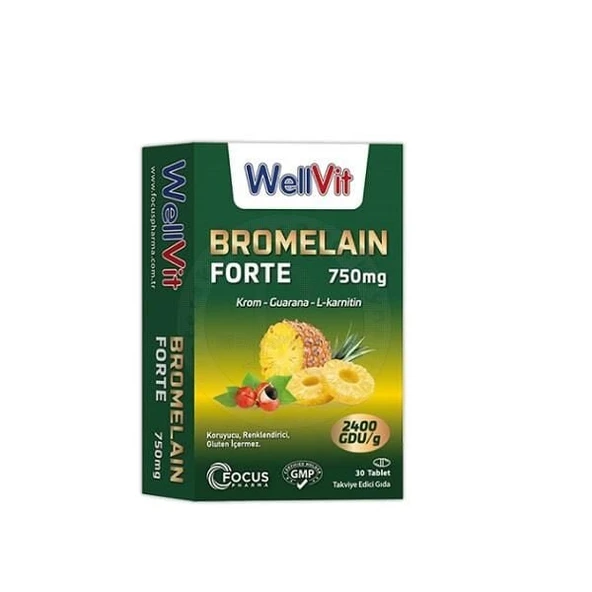 Wellvit Bromelain Forte 30 Tablet ürün görseli 1