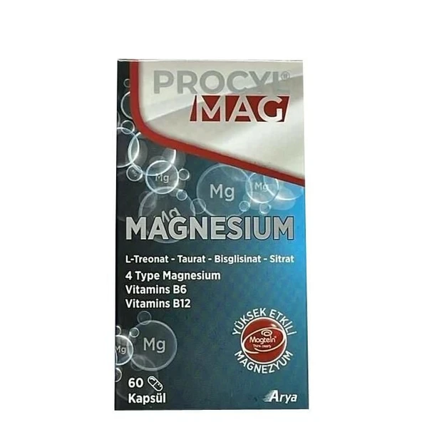 Procyl Mag 4 Form Magnezyum B6, B12 60 Kapsül ürün görseli 1