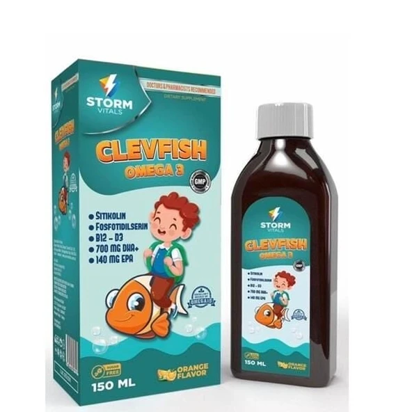 Storm Vitals Clevfish Omega 3 Sitikolin 150ml Sıvı ürün görseli 1