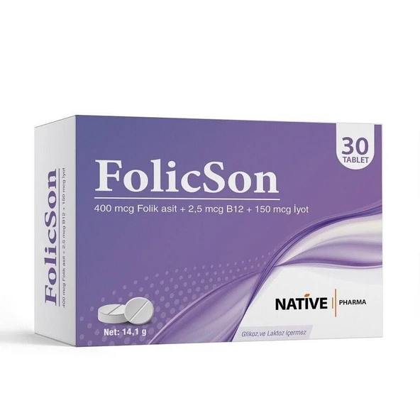Native Folicson Folik Asit B12 Iyot 30 Tablet ürün görseli 1