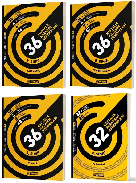 Hız Lgs 2024 8. Sınıf Lgs Matematik + Türkçe + Fen + Paragraf Haftalık Kazanım Deneme Seti 4 Kitap ürün görseli 1
