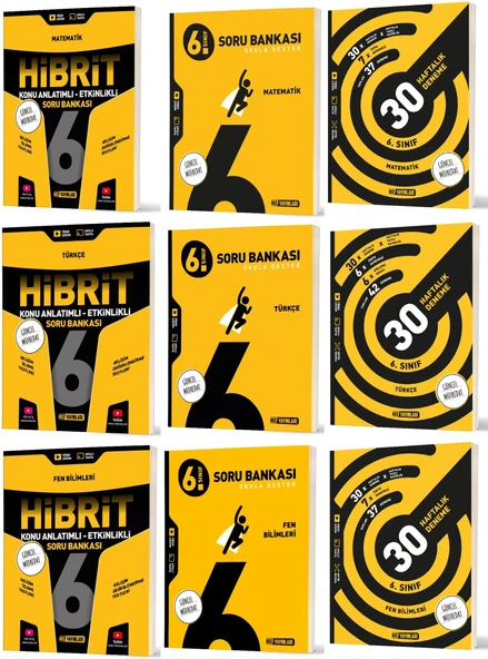 Hız 2026 6. Sınıf Matematik + Türkçe + Fen Bilimleri Haftalık Deneme + Hibrit + Soru Seti 9 Kitap ürün görseli 1