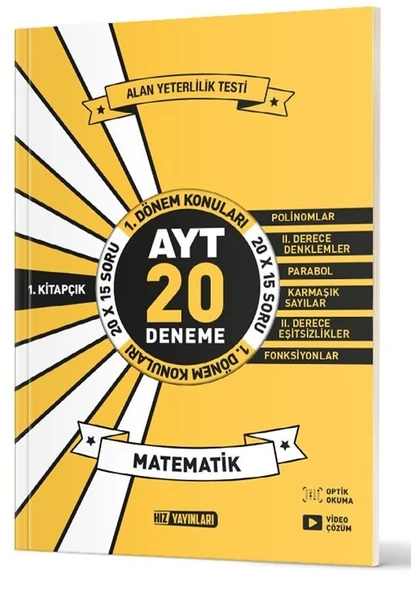 Hız 2025 Ayt 12. Sınıf 1. Dönem Matematik 20 Deneme 1. Kitap ürün görseli 1