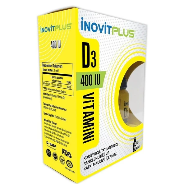 Inovitplus Vitamin D3 400 IU Sprey 20 ml ürün görseli 1
