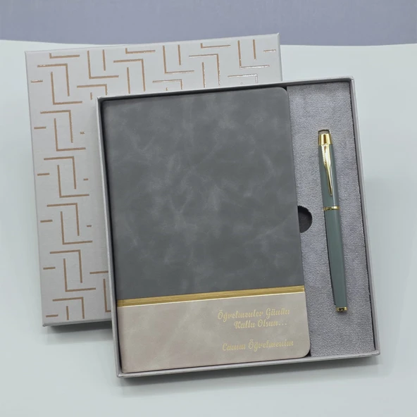 Öğretmenler Gününe Özel Deri Defter Ve Kalem Set ürün görseli 1