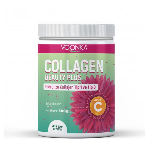 Voonka Beauty Collagen Plus Hidrolize Kollajen Tip 1 - Tip 3 Yeşil Elma Aromalı 300 g ürün görseli 1