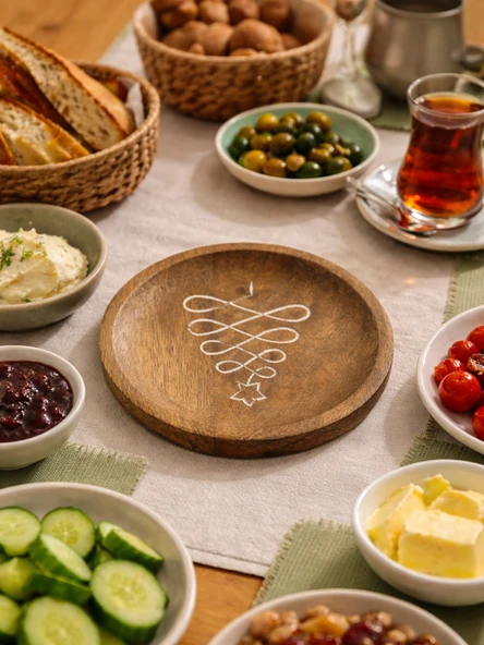 Zensori Mango Ahşap Yuvarlak Sunum Tabağı ürün görseli 1