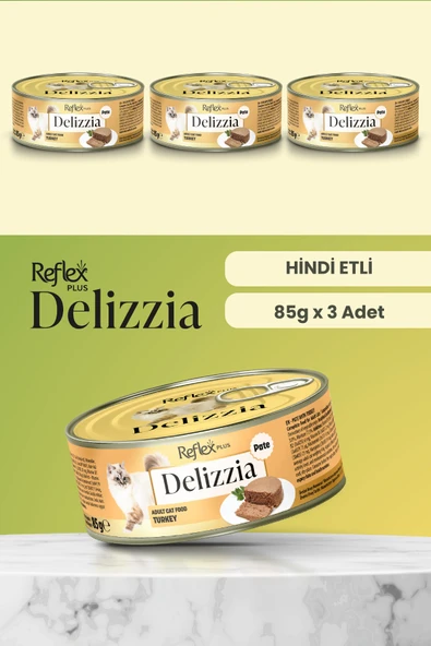 Plus Delizzia / Kıyılmış Hindi Etli Yetişkin Kedi Maması 85g x 3 Adet ürün görseli 1
