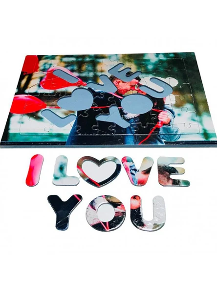 Kişiye Özel A4 Puzzle 48 Parça I Love You Tasarımlı Fotoğraflı Hediye ürün görseli 1