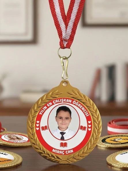 Altın Rengi Kişiye Özel İsim ve Fotoğraf Baskılı Madalya Özel Tasarım Hatıra ve Ödül Madalyası - Resim 3