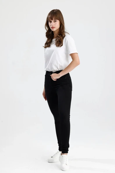#SkinnyFitJean Mira12 Siyah Denim Skinny Fit Kesim Rahat Kadın Jean Pantolon ürün görseli 1