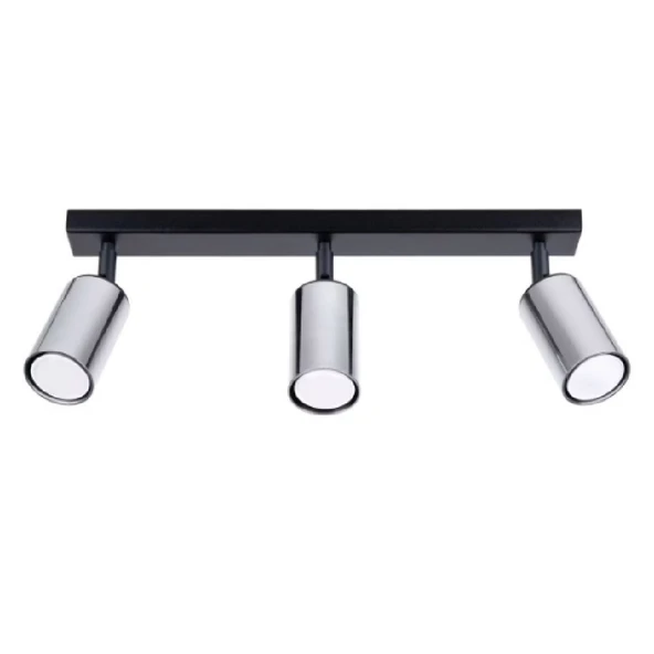 RIOLIGHT MODERN SİYAH GÖVDE KROM HAREKETLİ BAŞLIK 3XGU10 LED SPOT LED AVİZE (AMPUL DAHİL) ürün görseli 1