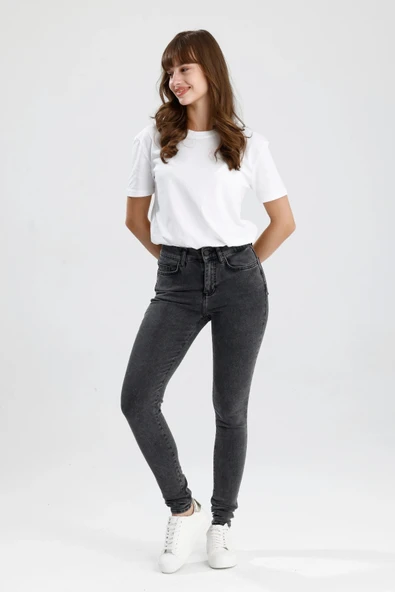 #SkinnyFitJean Siyah Denim Skinny Fit Kesim Mira12 Rahat Kadın Jean Pantolon ürün görseli 1