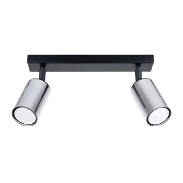 RIOLIGHT MODERN SİYAH GÖVDE KROM HAREKETLİ BAŞLIK 2XGU10 LED SPOT LED AVİZE (AMPUL DAHİL) ürün görseli 1