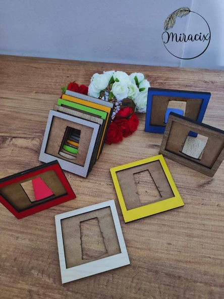 10 Adet Renkli Mini Ahşap Fotoğraf Çerçevesi Bebek, Sevgili ve Anı Dekoratif Set ürün görseli 1
