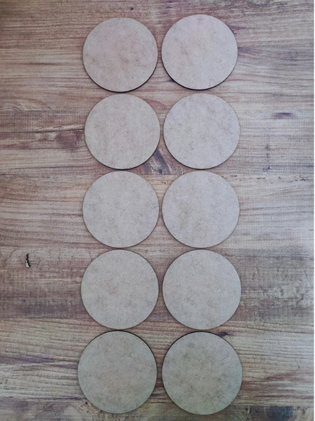 10 Adet Ahşap Supla 8 Cm Çap Ham Mdf 3 mm Lazer Kesim Yuvarlak ürün görseli 1