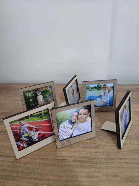 6 Adet Ahşap Polaroid Mini Fotoğraf Çerçevesi - 9x9cm ürün görseli 1