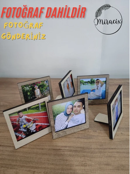6 Adet Ahşap (FOTOĞRAF DAHİL) Polaroid Mini Fotoğraf Çerçevesi - 9x9cm ürün görseli 1