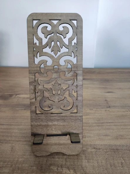 Desenli Dekoratif Telefon Tutucu Ahşap Telefon Standı Masaüstü Telefon Tutucu Aparatı ürün görseli 1