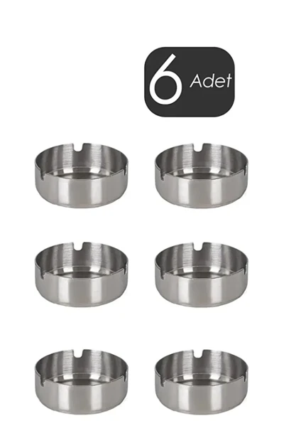 Küllük Metal Küllük Paslanmaz Çelik 6 lı Kül Tablası Küllük Seti ürün görseli 1