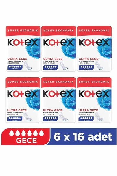 Ped Ultra Gece Quadro Süper Eko 16'lı 6 Adet ürün görseli 1