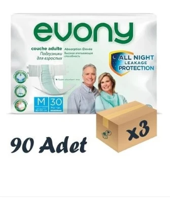 Evony Belbantlı Orta Boy (M) 30'lu 3 Paket Hasta Bezi ürün görseli 1