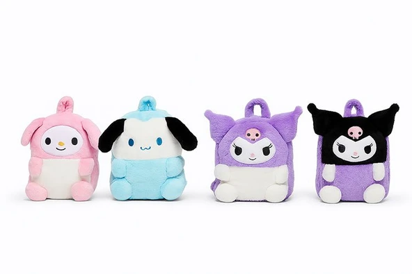 Peluş Kuromi My Melody ve Cinnamoroll Sırt Çantası ürün görseli 1