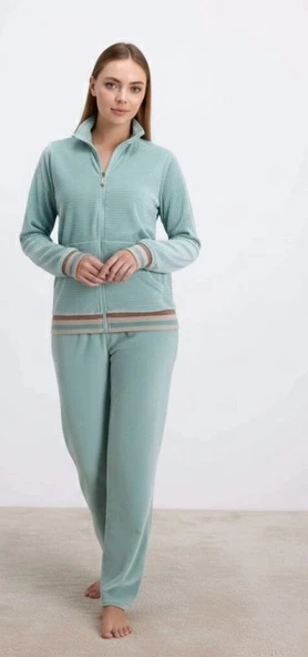 Bicomi Kadife Dokulu Uzun Kollu Sweatshirt ve Pantolon Takımı ürün görseli 1