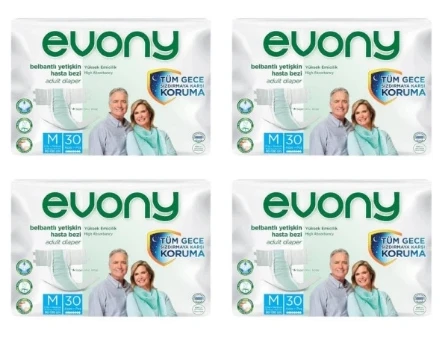 Evony Belbantlı Orta Boy (M) 30'lu 4 Paket Hasta Bezi ürün görseli 1