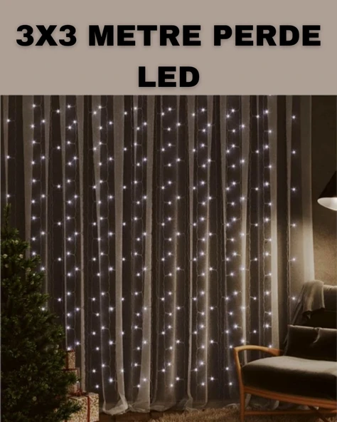 3x3 LED Şelale Perde Işık Kutlama ve Dekor Aydınlatması ürün görseli 1