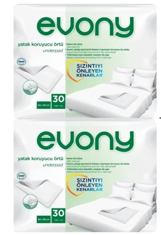Evony Hasta Yatak Koruyucu Örtü 60x90CM 60 Adet (2PKx30) (Kaymaz Özellikli) ürün görseli 1