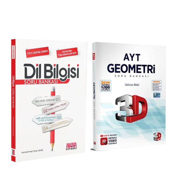 3D AYT Geometri ve AKM Dil Bilgisi Soru Bankası Seti 2 Kitap ürün görseli 1