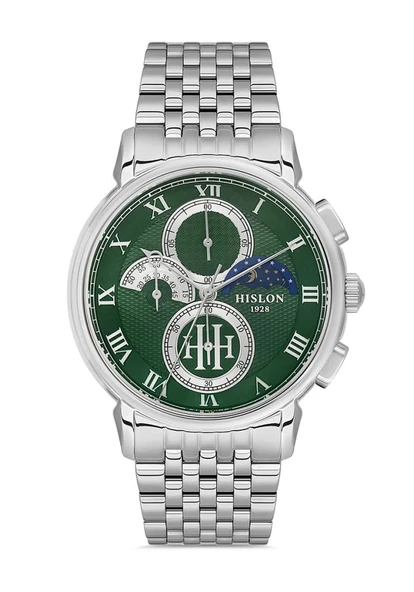Hislon TM143S-15SS Gece Gündüz Göstergeli Safir Camlı Çelik Kordon Çelik Kasa 5 ATM Suya Dayanıklı Metalik Renk Erkek Kol Saati ürün görseli 1