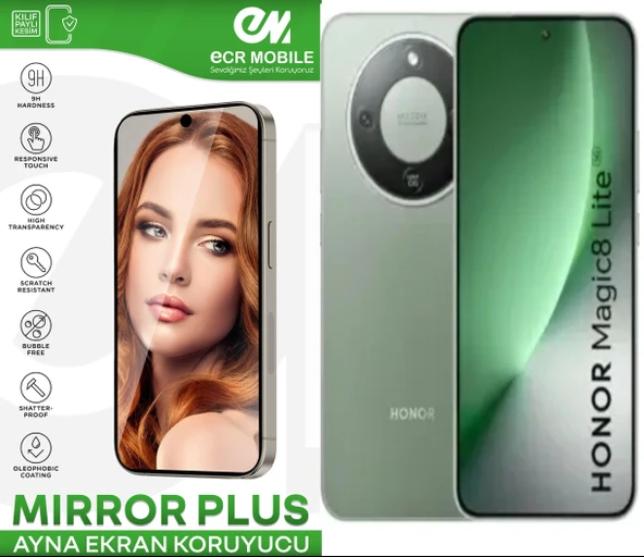 Honor Magic 8 Lite ile Uyumlu Ayna (Mirror) 9H Kırılmaz Nano Ekran Koruyucu | Ekran Kapalıyken Ayna ürün görseli 1