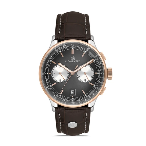 Momentus CC305T-04KR Fonksiyonlar Aktif Takvimli Deri Kordon Kahverengi Erkek Kol Saati ürün görseli 1