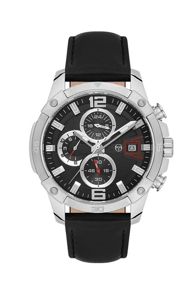 Sergio Tacchini ST.1.10453-2 Deri Kordon Fonksiyonlar Aktif Siyah Renk Erkek Kol Saati ürün görseli 1