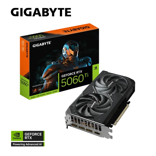 GIGABYTE GV-N506TWF2MAX OC-16GD, RTX5060TI, WINDFORCE MAX OC, 16Gb, GDDR7, 128BIT, 2 Fanli, 1xHDMI, 3xDP, GAMING Ekran KARTI ürün görseli 1