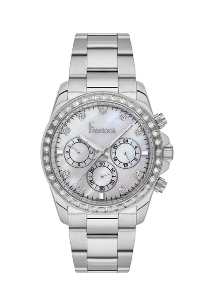Freelook FL.1.10468-1 Fonksiyonlar Aktif Taşlı Tasarım Çelik Kasa Çelik Kordon Metalik Renk Kadın Kol Saati ürün görseli 1
