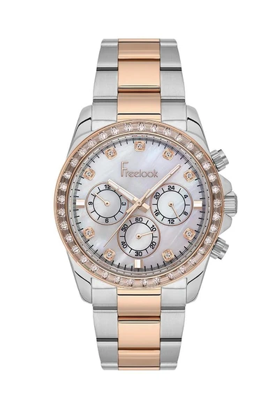 Freelook FL.1.10468-5 Fonksiyonlar Aktif Taşlı Tasarım Çelik Kasa Çelik Kordon Metalik-Rose Renk Kadın Kol Saati ürün görseli 1