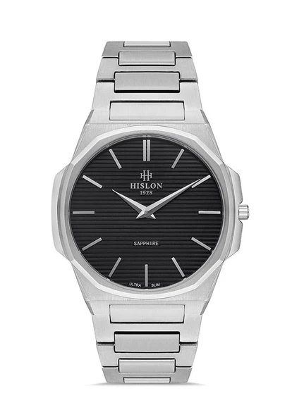 Hislon CL127S-04SS Safir Camlı Çelik Kordon Çelik Kasa 3 ATM Suya Dayanıklı Metalik Renk Erkek Kol Saati ürün görseli 1