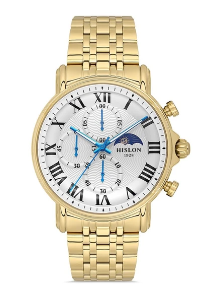 Hislon TM112G-02SG Fonksiyonlar Aktif Gece Gündüz Göstergeli Altın Renk Erkek Kol Saati ürün görseli 1