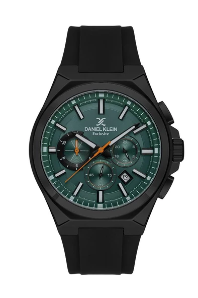 Daniel Klein DK.1.13815-5 Exclusive Tüm Fonksiyonları Aktif 5 ATM Suya Dayanıklı Silikon Kordonlu Siyah Erkek Kol Saati ürün görseli 1