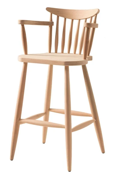 BOB ARTS and CRAFTS Yıldız Kollu Bar Sandalye Cilasız Ham Ahşap ürün görseli 1