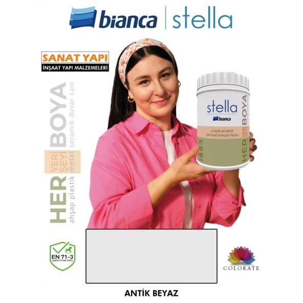 Bianca Stella Su Bazlı Akrilik Boya  Antik Beyaz Duvar Boyası ürün görseli 1