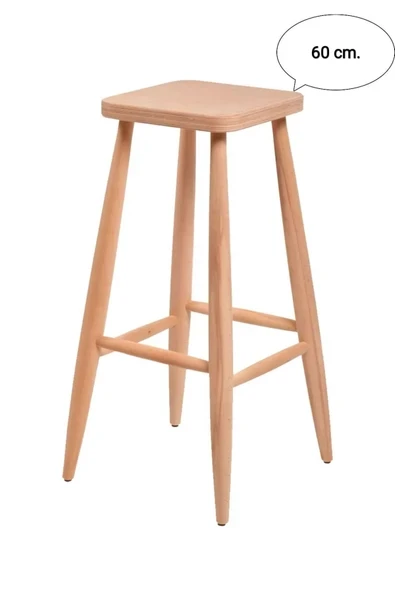 EFE AHŞAP SANATI 60 cm HAM AHŞAP KARE BAR TABURE SANDALYE ürün görseli 1