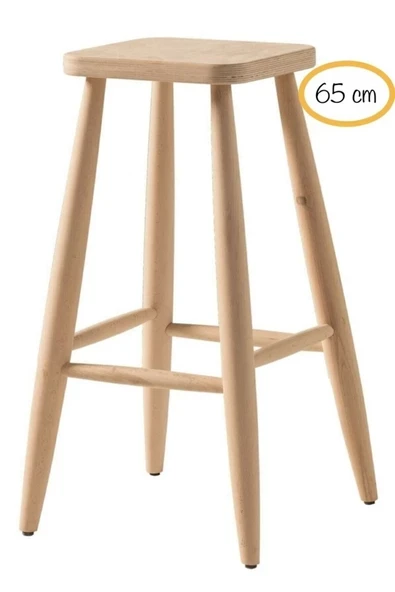 EHM Ahşap Mobilya Dekorasyon Ahşap Kare Bar Tabure Sandalye 65 Cm ürün görseli 1