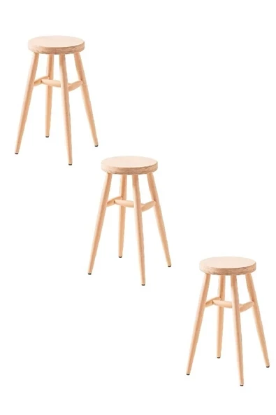 Onehome Ahşap Tabure Ham 28x45 Cm 3 Adet ürün görseli 1