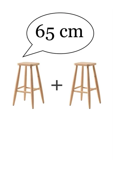 EHM Ahşap 65 Cm Yüksek Kare Bar Tabure Sandalye 2'li. ürün görseli 1