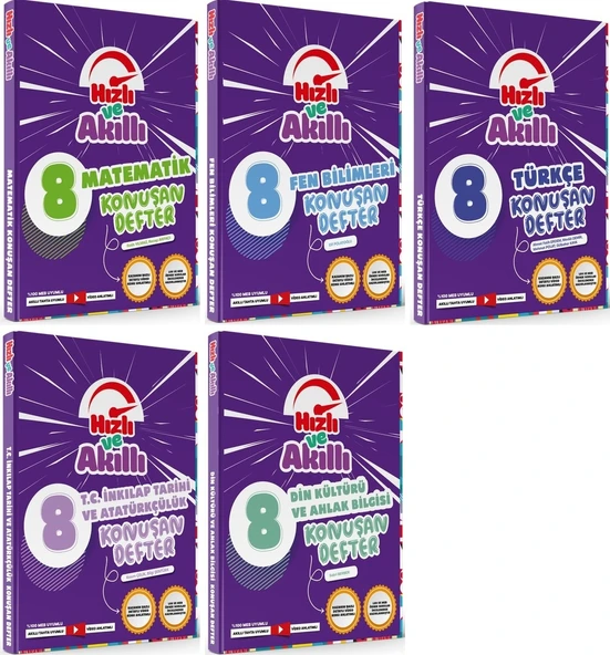 Tammat 8. Sınıf Matematik + Fen Bilimleri + Türkçe + İnkılap Tarihi + Din Kültürü Hızlı Ve Akıllı Konuşan Defter Soru Bankası Set 5 Kitap ürün görseli 1