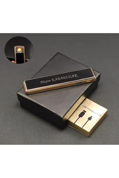 Elektrik li Usb Şarjlı Çakmak Kişiye Özel Sevgililer Günü Yılbaşı Babalar Günü Hediyesi ürün görseli 1